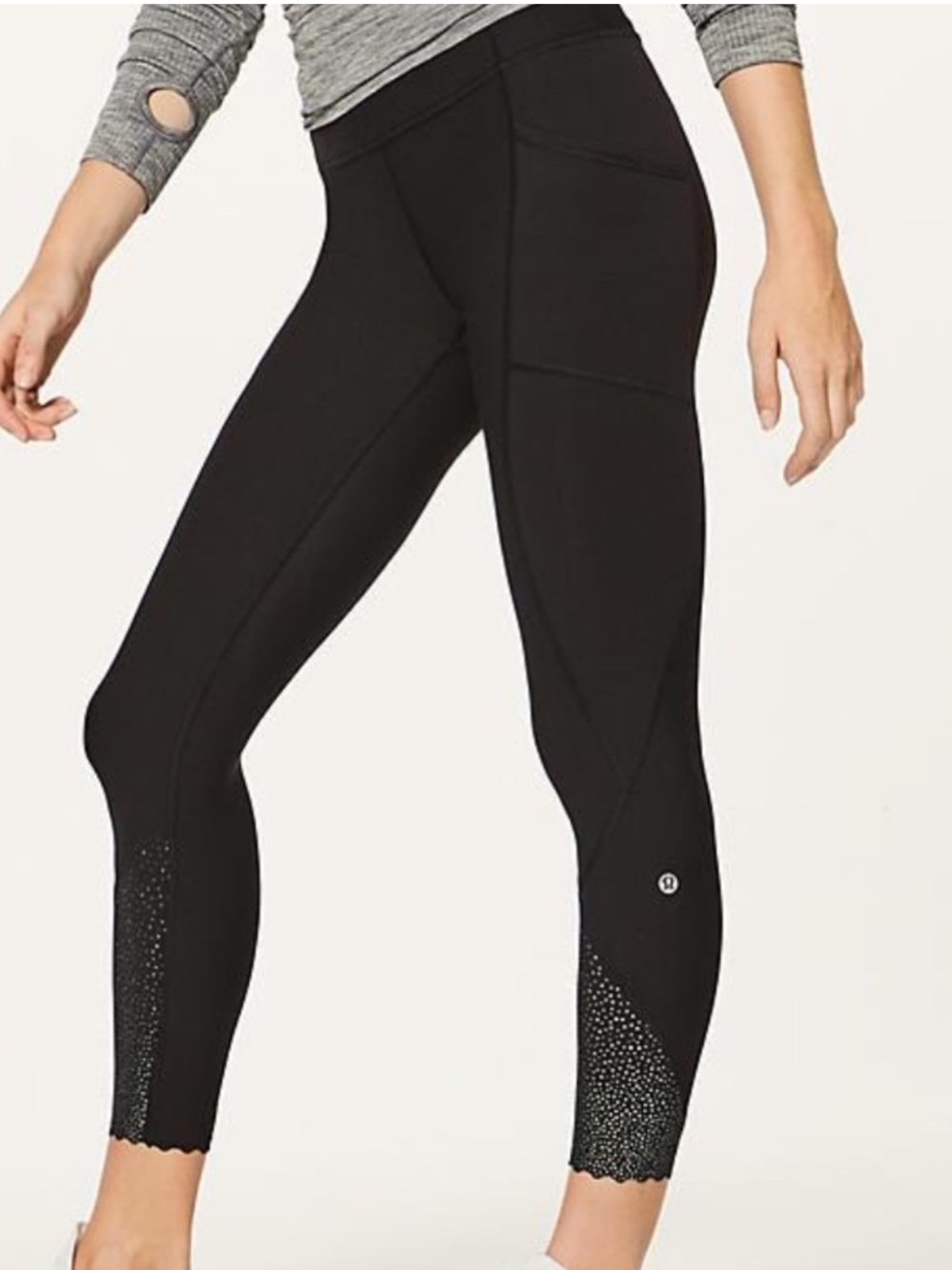 Lululemon Tight Stuff Legging Size 2 Scalloped Hem Reflective Running